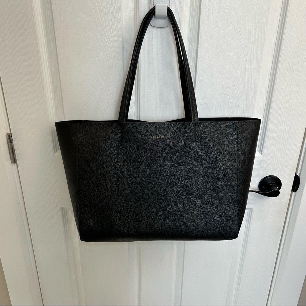 Love & Lore Black Pebbled Leather Everyday Tote Bag